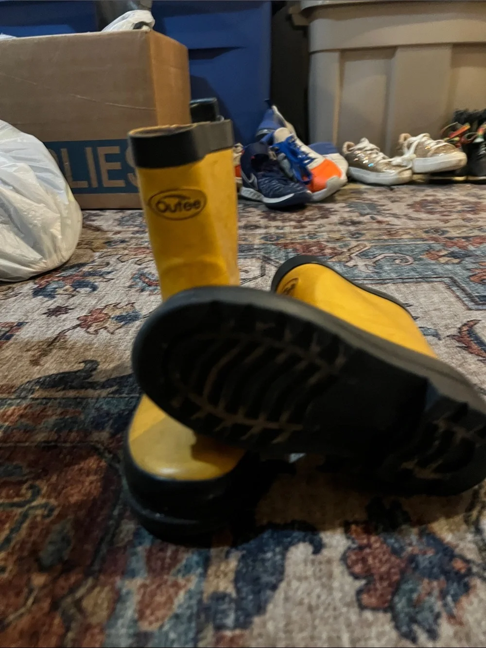 Kids 11 (toddler) Yellow Waterproof Rain Boots with Black Trim